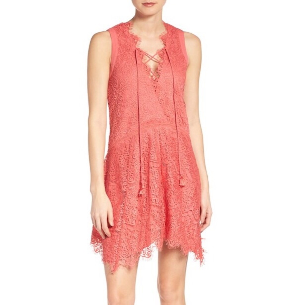 Lace Coral Shift Dress